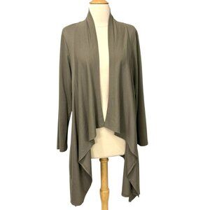 Bryn Walker Open Front Cocoon Cardigan Asymmetric Lagenlook Olive Green Size S